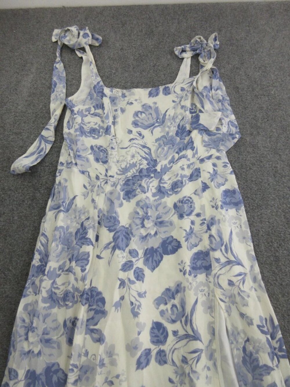 Reformation Dress Womens 12 Blue Floral Square Neck Tie Strap Maxi Sundress - Picture 2 of 6